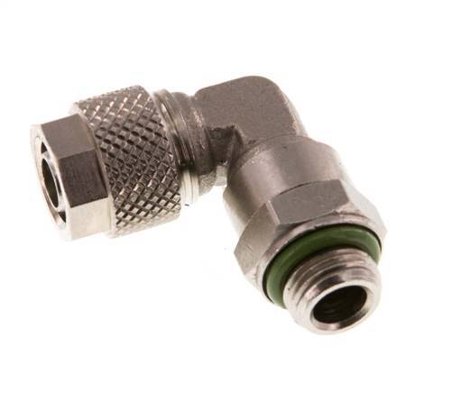 8x6 & G1/8'' Vernickelter Messing Winkel Aufsteckfitting mit Außengewinde FKM Drehbar [2 Stück]