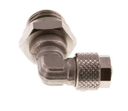 6x4 & G1/4'' Nickel plated Brass Elbow Push-on Fitting with Male Threads FKM Rotatable [2 Pieces]