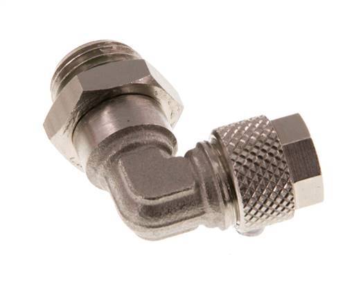 8x6 & G1/4'' Vernickelter Messing Winkel Aufsteckfitting mit Außengewinde FKM Drehbar [2 Stück]