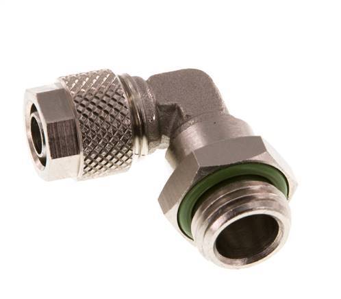 8x6 & G1/4'' Vernickelter Messing Winkel Aufsteckfitting mit Außengewinde FKM Drehbar [2 Stück]