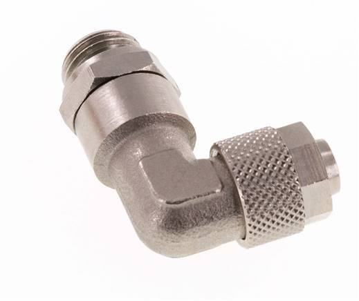 10x8 & G1/4'' Vernickelter Messing Winkel Aufsteckfitting mit Außengewinde FKM Drehbar