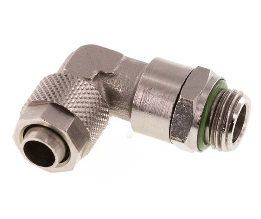 10x8 & G1/4'' Vernickelter Messing Winkel Aufsteckfitting mit Außengewinde FKM Drehbar