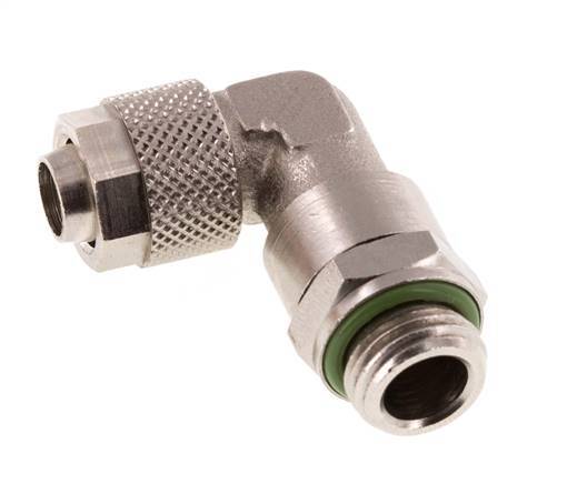 10x8 & G1/4'' Vernickelter Messing Winkel Aufsteckfitting mit Außengewinde FKM Drehbar