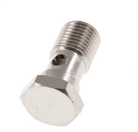 1-Wege-Banjo-Bolzen aus Messing vernickelt mit G1/4'' Außengewinde L28mm [2 Stück]
