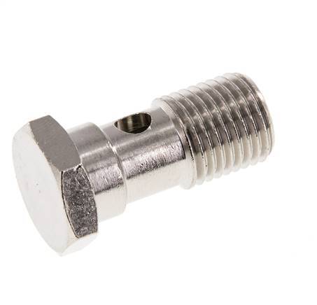 1-Wege-Banjo-Bolzen aus Messing vernickelt mit G1/4'' Außengewinde L28mm [2 Stück]