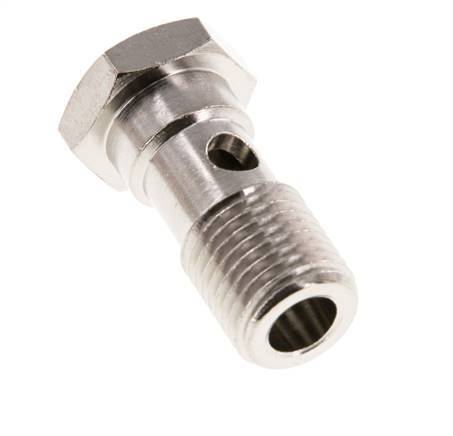 1-Wege-Banjo-Bolzen aus Messing vernickelt mit G1/4'' Außengewinde L28mm [2 Stück]