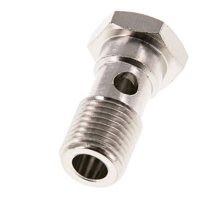 1-Wege-Banjo-Bolzen aus Messing vernickelt mit G1/4'' Außengewinde L28mm [2 Stück]