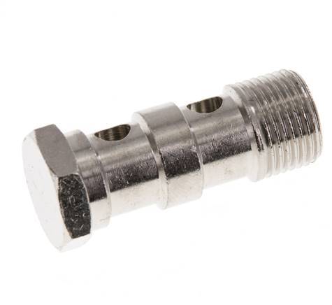 2-way nickel-plated Brass Banjo Bolt with G3/8'' Male Threads L42mm [2 Pieces]