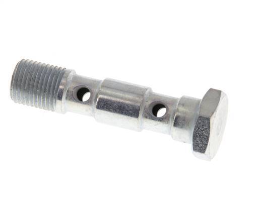 2-way zinc plated Steel Banjo Bolt with G1/8'' Male Threads L40mm [2 Pieces]