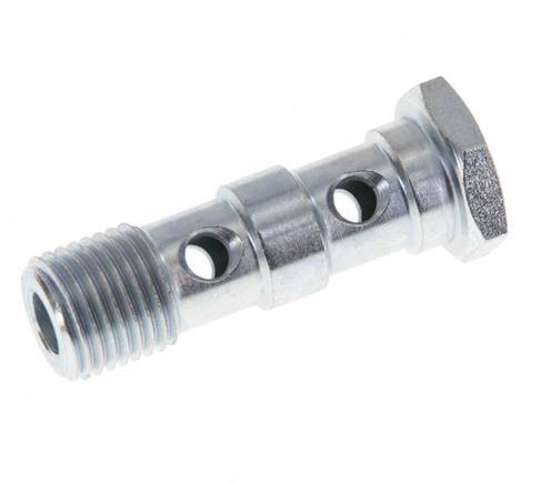 2-way zinc plated Steel Banjo Bolt with G1/4'' Male Threads L41.5mm [2 Pieces]