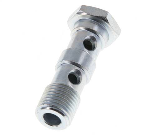 2-Wege-Hohlschraube aus verzinktem Stahl mit G1/4''-Außengewinde L41,5mm [2 Stück]