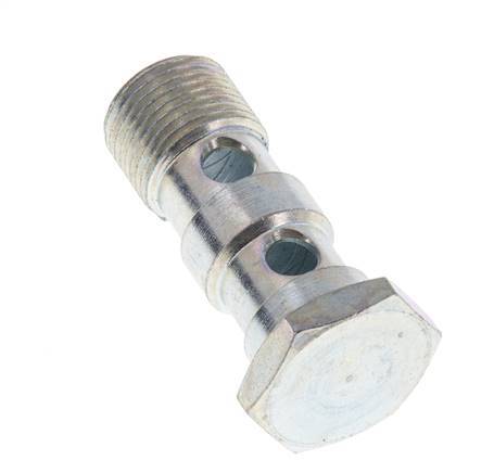 2-Wege-Hohlschraube aus verzinktem Stahl mit G3/8''-Außengewinde L43mm