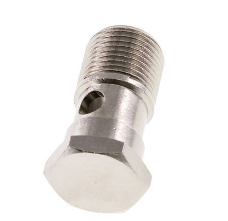 1-Wege-Banjo-Bolzen aus Messing vernickelt mit G3/8'' Außengewinde L32mm [2 Stück]
