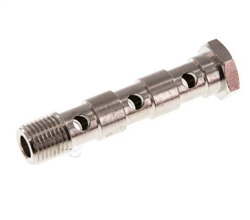 3-Wege-Banjo-schraube aus Messing vernickelt mit G1/4'' Außengewinde L67mm [2 Stück]