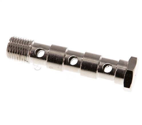 3-Wege-Banjo-schraube aus Messing vernickelt mit G1/4'' Außengewinde L67mm [2 Stück]