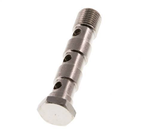 3-Wege-Banjo-schraube aus Messing vernickelt mit G1/4'' Außengewinde L67mm [2 Stück]