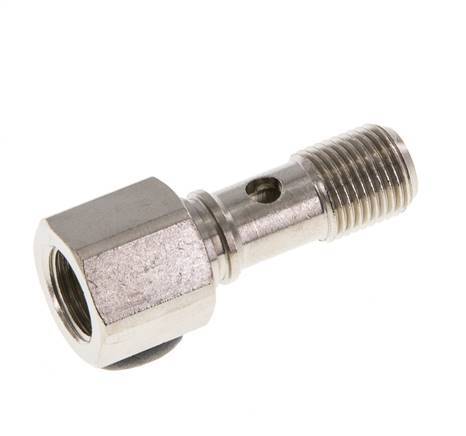 1-Wege-Banjo-schraube aus Messing vernickelt mit G1/8'' Außen- und Innengewinde L24mm [2 Stück]