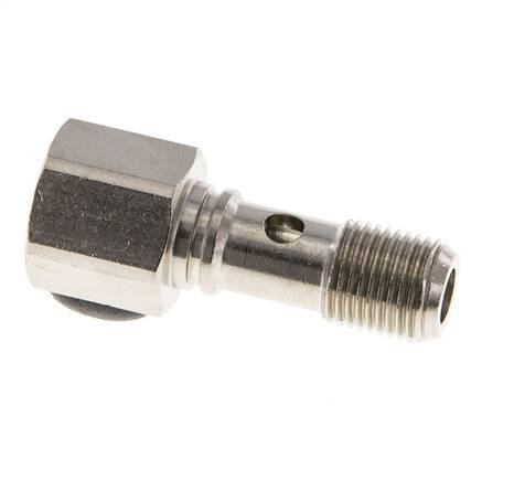 1-Wege-Banjo-schraube aus Messing vernickelt mit G1/8'' Außen- und Innengewinde L24mm [2 Stück]
