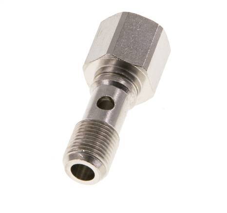 1-Wege-Banjo-schraube aus Messing vernickelt mit G1/8'' Außen- und Innengewinde L24mm [2 Stück]