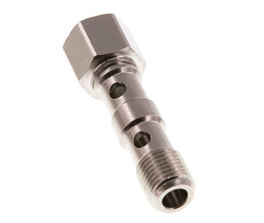 2-Wege-Banjo-Bolzen aus vernickeltem Messing mit G1/4'' Außen- und Innengewinde L46.7mm [2 Stück]