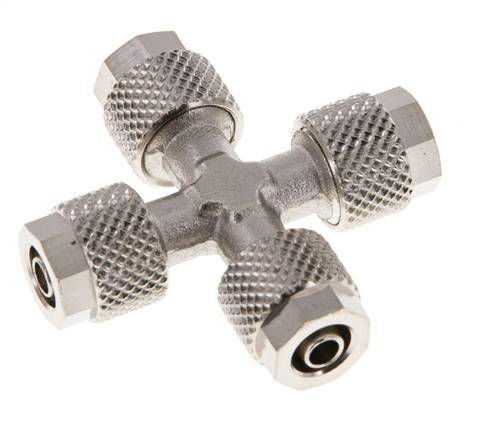 6x4 Vernickelter Messing Kreuzsteckfitting