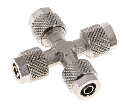 6x4 Vernickelter Messing Kreuzsteckfitting