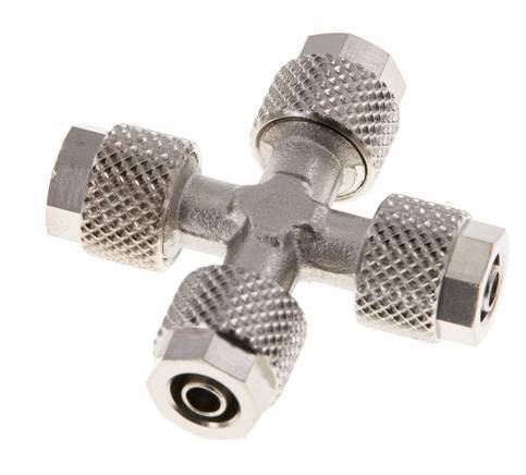 6x4 Vernickelter Messing Kreuzsteckfitting