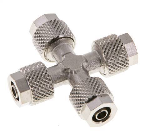 6x4 Vernickelter Messing Kreuzsteckfitting