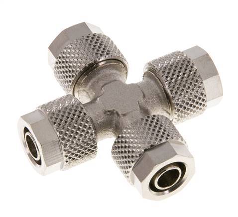 8x6 Vernickelter Messing Kreuz-Steckfitting