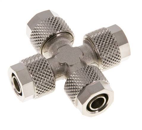 8x6 Vernickelter Messing Kreuz-Steckfitting