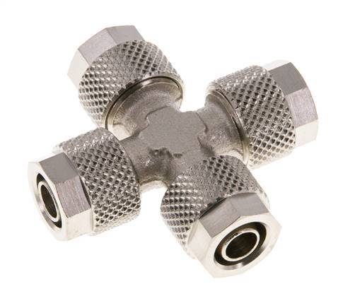 8x6 Vernickelter Messing Kreuz-Steckfitting