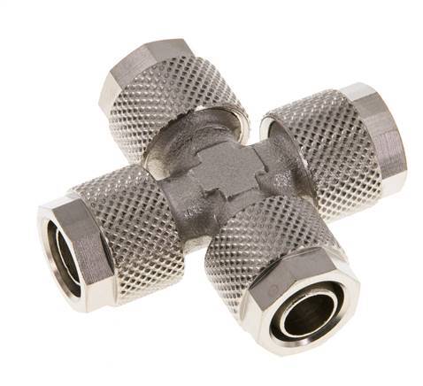 10x8 Vernickelter Messing-Kreuzsteckfitting