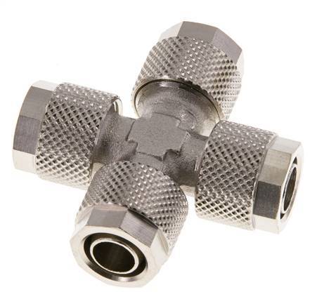 10x8 Vernickelter Messing-Kreuzsteckfitting