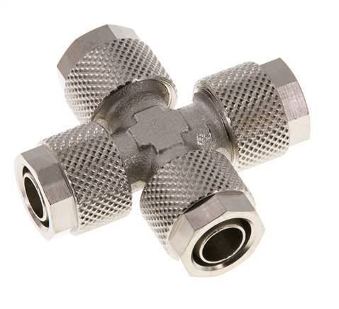 10x8 Vernickelter Messing-Kreuzsteckfitting