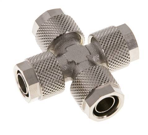 10x8 Vernickelter Messing-Kreuzsteckfitting