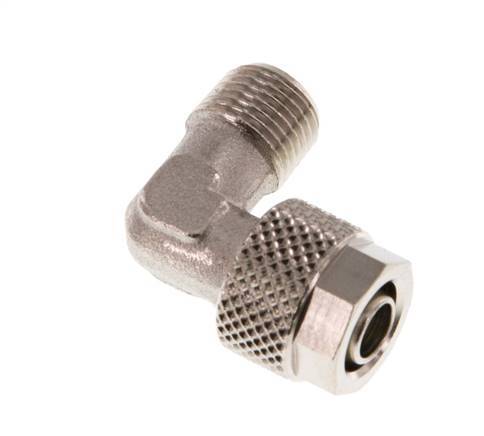 8x6 & R1/8'' Nickel plated Brass Elbow Push-on Fitting with Male Threads [2 Pieces]