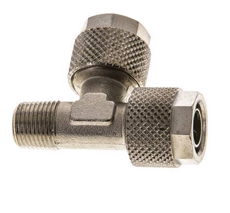 10x8 & R1/8'' vernickeltes Messing rechtwinkliges T-Stück zum Aufstecken mit Außengewinde [2 Stück]