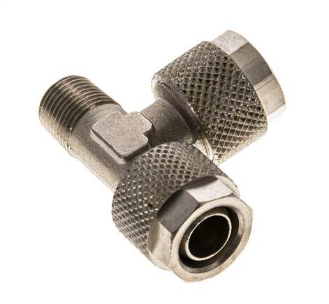 10x8 & R1/8'' vernickeltes Messing rechtwinkliges T-Stück zum Aufstecken mit Außengewinde [2 Stück]