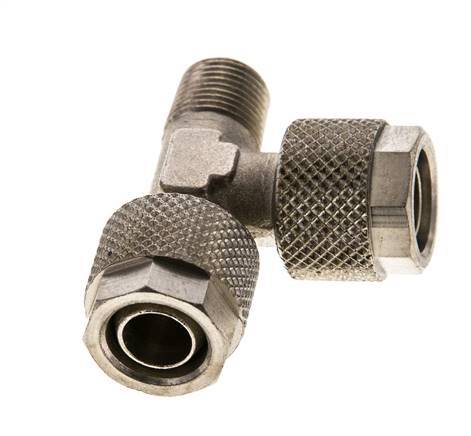 10x8 & R1/8'' vernickeltes Messing rechtwinkliges T-Stück zum Aufstecken mit Außengewinde [2 Stück]