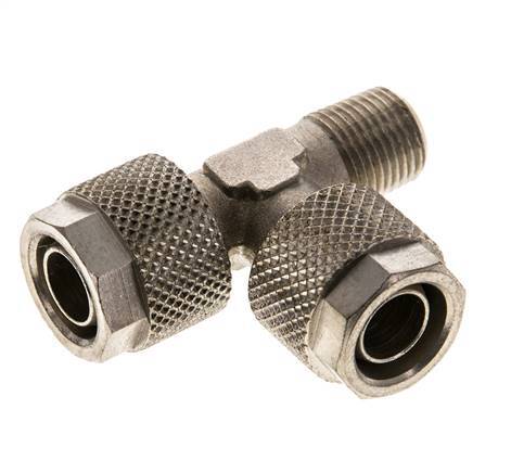 10x8 & R1/8'' vernickeltes Messing rechtwinkliges T-Stück zum Aufstecken mit Außengewinde [2 Stück]