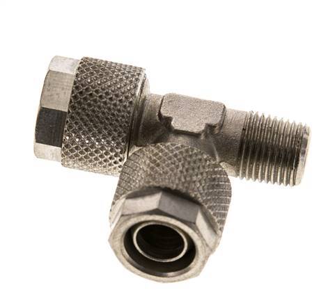 10x8 & R1/8'' vernickeltes Messing rechtwinkliges T-Stück zum Aufstecken mit Außengewinde [2 Stück]