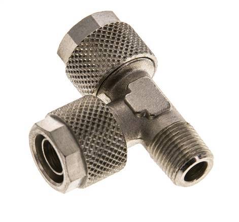 10x8 & R1/8'' vernickeltes Messing rechtwinkliges T-Stück zum Aufstecken mit Außengewinde [2 Stück]