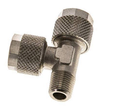 10x8 & R1/8'' vernickeltes Messing rechtwinkliges T-Stück zum Aufstecken mit Außengewinde [2 Stück]