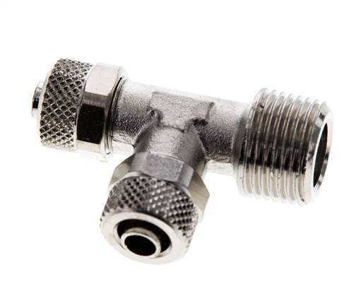 8x6 & R3/8'' Vernickeltes Messing-Winkel-T-Stück zum Aufstecken mit Außengewinde