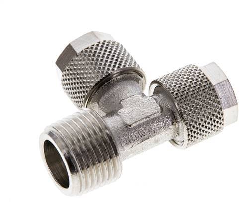 10x8 & R3/8'' Vernickeltes Messing Rechtwinkliges T-Stück mit Außengewinde zum Aufstecken