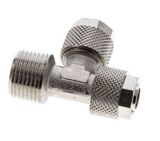 10x8 & R3/8'' Vernickeltes Messing Rechtwinkliges T-Stück mit Außengewinde zum Aufstecken
