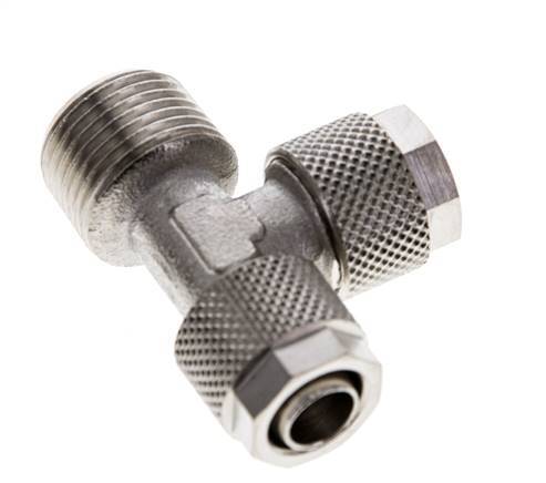 10x8 & R3/8'' Vernickeltes Messing Rechtwinkliges T-Stück mit Außengewinde zum Aufstecken
