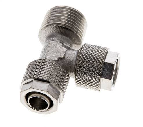 10x8 & R3/8'' Vernickeltes Messing Rechtwinkliges T-Stück mit Außengewinde zum Aufstecken