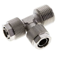 10x8 & R3/8'' Vernickeltes Messing Rechtwinkliges T-Stück mit Außengewinde zum Aufstecken