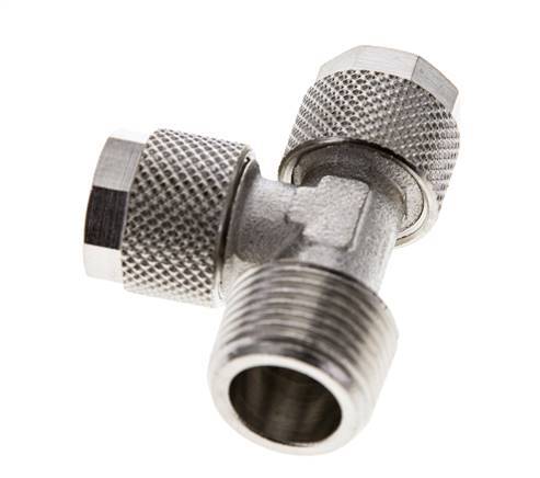 10x8 & R3/8'' Vernickeltes Messing Rechtwinkliges T-Stück mit Außengewinde zum Aufstecken